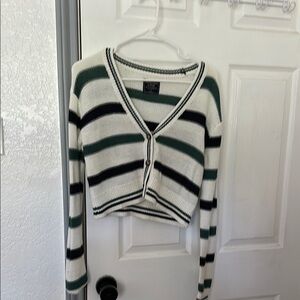 Abercrombie & Fitch Green and Black V-Neck Sweater